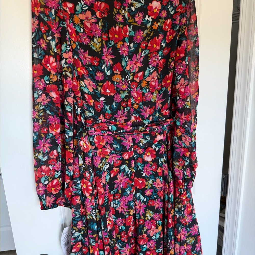 NWT! MSK Medium Floral V-Neck Long Sleeve Dress - Picture 13 of 13
